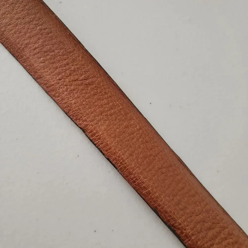 Genuine Leather Belt Natural Brown Mens Size 38 with Silver Buckle Classic Style